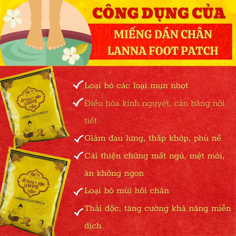 10 Miếng Dán Thải Độc Chân Thái Lan Detox Lanna Foot Patch