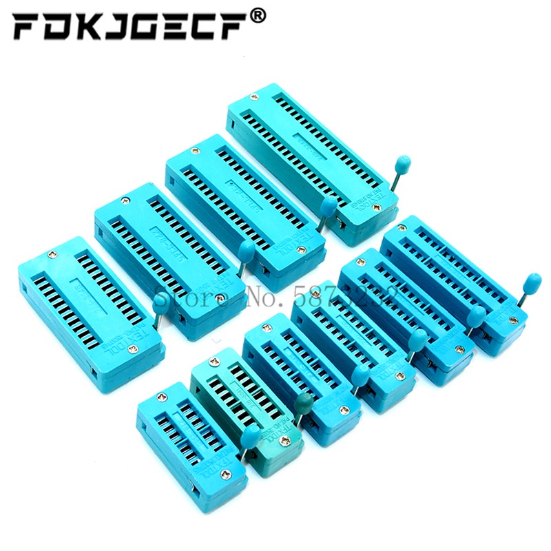 Ổ Cắm Kiểm Tra Khóa IC 14 16 18 20 24 28 32 40 Pin Rộng / Hẹp 2.54 MM Màu Xanh Lá