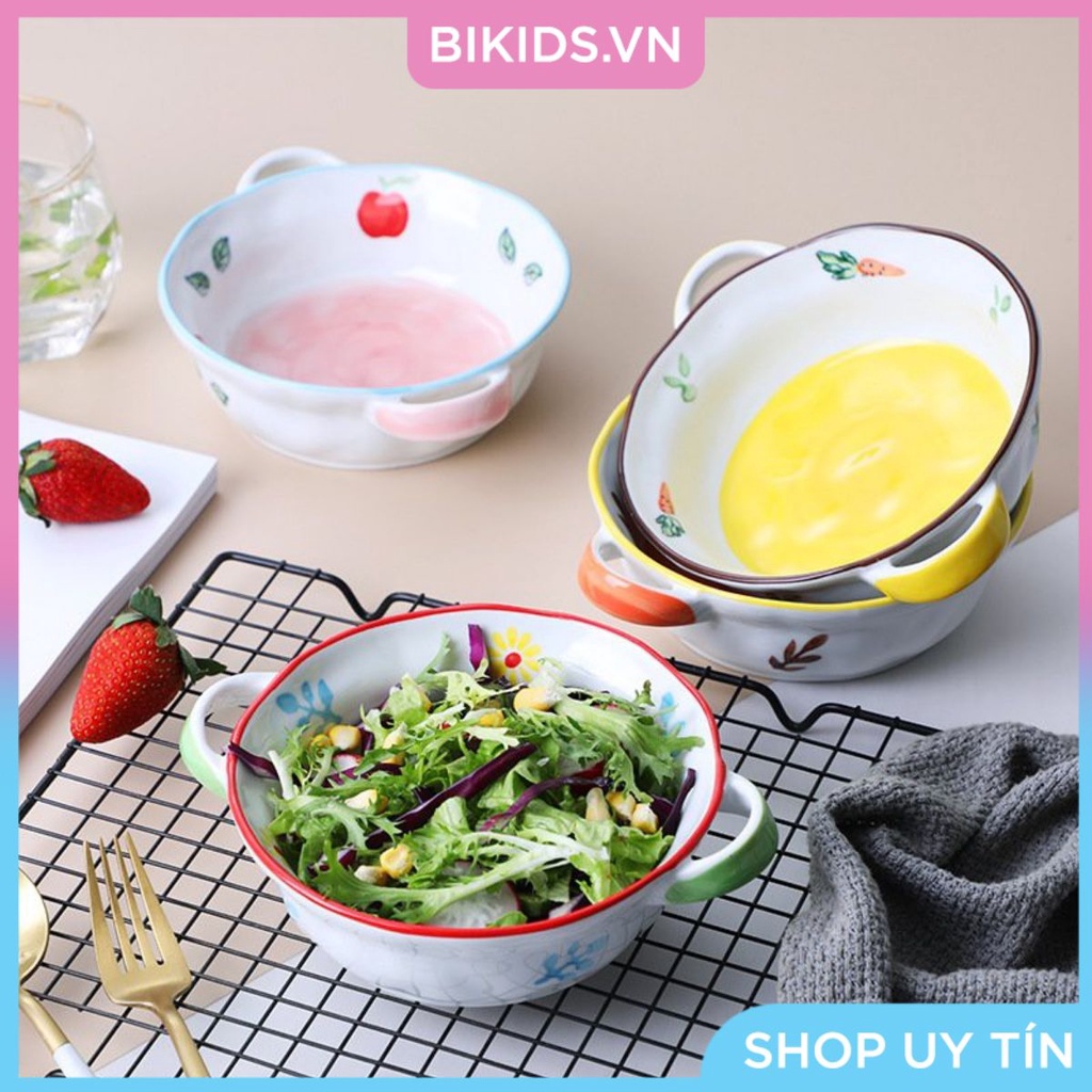 Bát Sứ 2 Tai Tròn Hoạ Tiết Rau Củ Quả - Nhiều mẫu