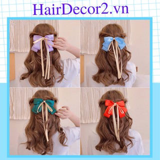 Kẹp tóc thắt nơ trang trí dây ruy băng dài phong cách Hàn Quốc xinh xắn cho nữ hairdecor
