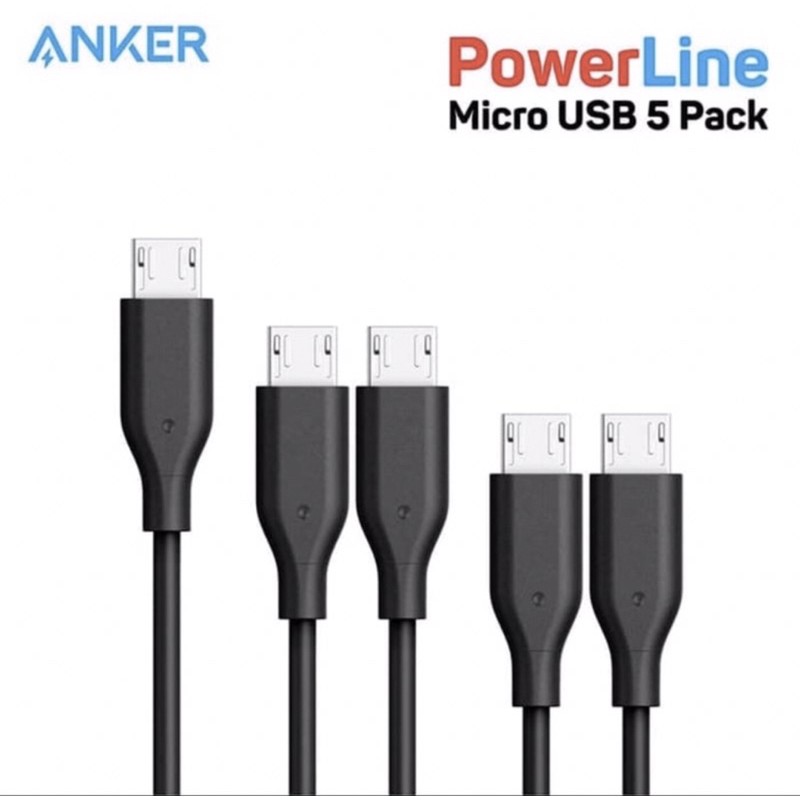 ANKER Bộ 5 Dây Cáp Sạc Micro Usb 1ft / 0.3m + 3ft / 0.9m + 6ft / 1.8m