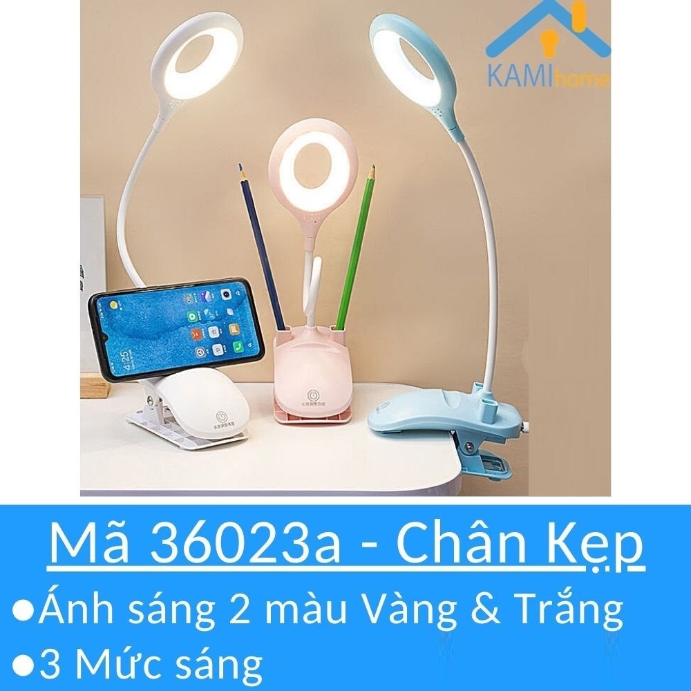 Đèn học kẹp bàn và để bàn sạc tích điện bóng led chống cận thị cho trẻ em mã 36023a