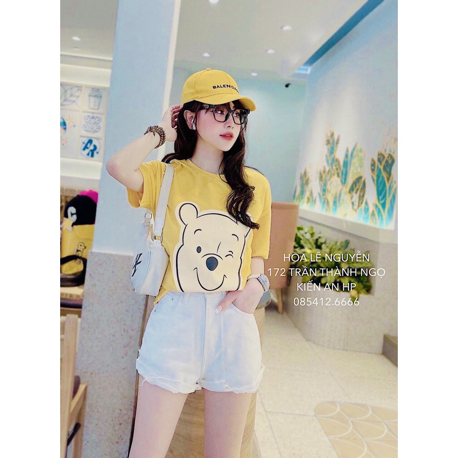 Bộ gấu Pooh vàng mix quần short đùi LT177