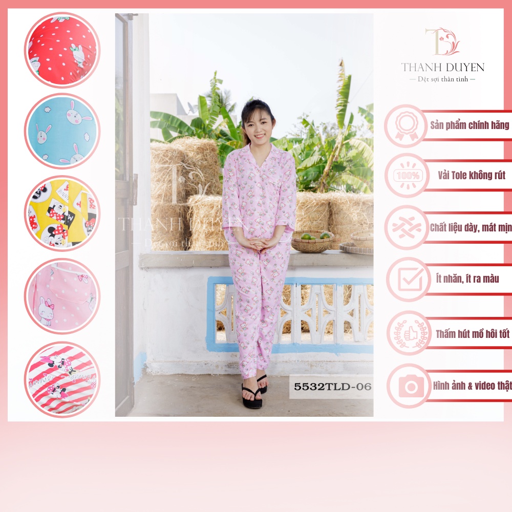 Đồ bộ Tole nữ mặc nhà Thành Duyên Pijama, quần dài, không rút, thoáng mát (5532TLD P2)