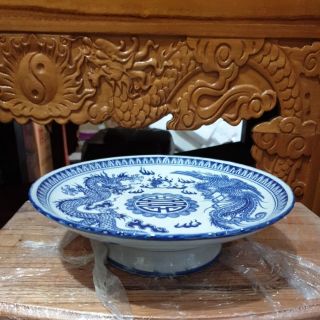 Đĩa trái cây sứ bát tràng cao 7cm x dk 25cm