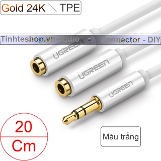 Cáp chia 3.5mm 1 ra 2 sử dụng đồng thời 2 tai nghe hoặc loa 20Cm Ugreen