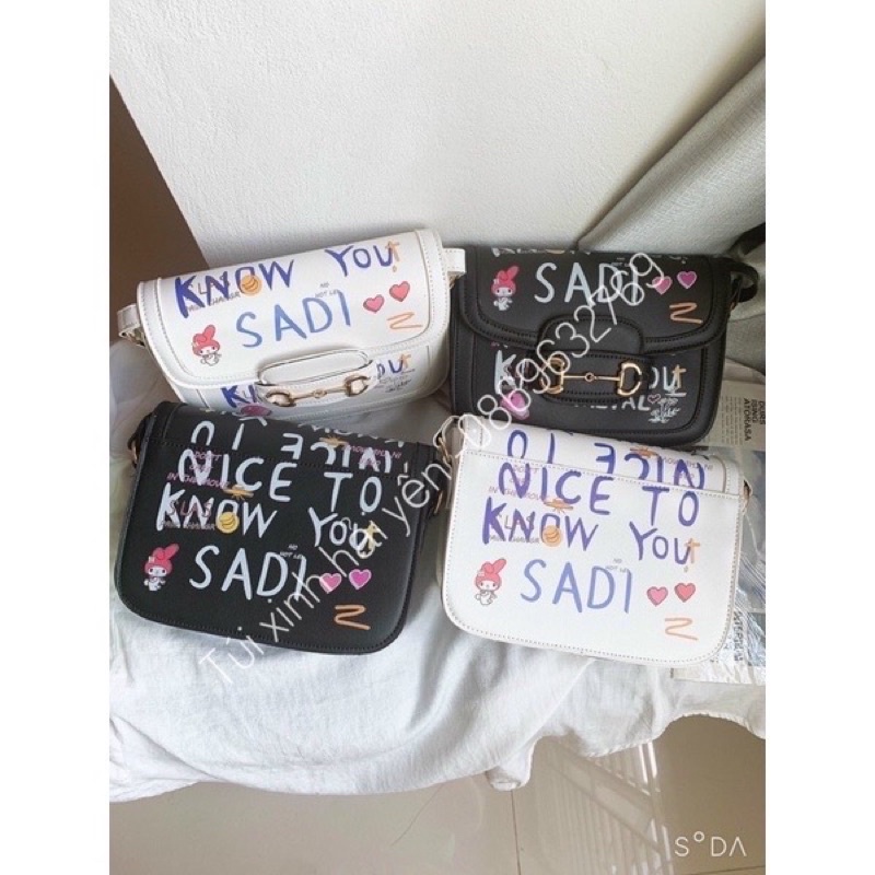 Túi đeo chéo kẹp nách hoạ tiết đáng yêu độc đáo( có ảnh thật)