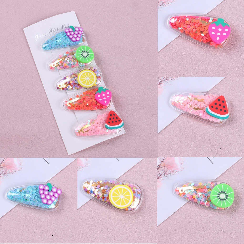 Set 5 Kẹp Tóc Kim Sa Kẹp Tóc Hoa Quả Xinh Xắn Phong Cách Hàn Quốc