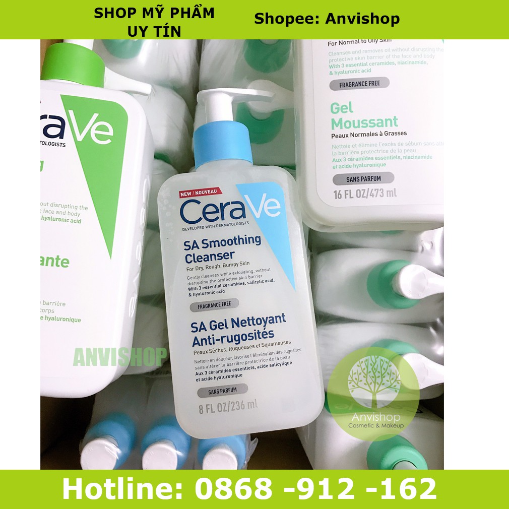 Sữa rửa mặt CERAVE SA Smoothing Cleanser 236ml (Pháp Nội Địa) Cerave da dầu mụn Anvishop