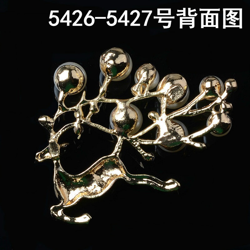 (1 cái)Phiến đúc kim loại con hươu phối ngọctrai 52*37mm, Nguyên liệu DIY