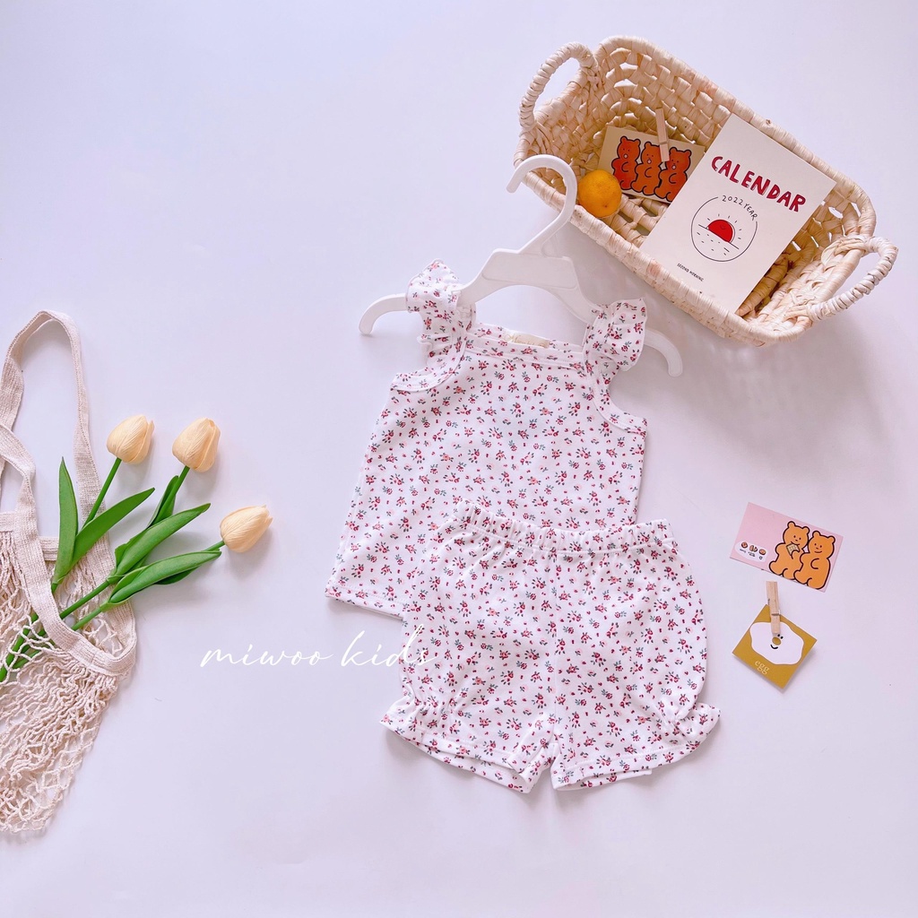 Đồ bộ 2 dây bozip cánh tiên thoáng mát mùa hè cho bé gái 1 2 3 4 tuổi mintsclset Mint's Closet - DB8069