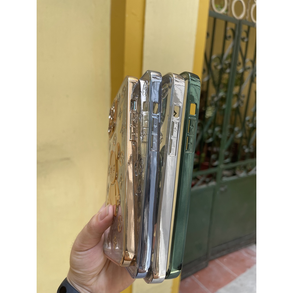 Ốp Điện Thoại Silicon Mềm Trong Suốt Mạ Điện Họa Tiết Gấu Hoạt Hình Cho iPhone 11 12 13 Pro MAX
