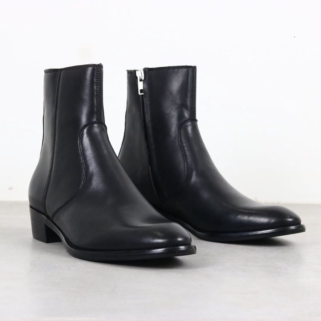 Giày Zip Boots chất liệu da bò nguyên tấm tăng 4.5cm chiều cao phong cách thời trang nam | BigBuy360 - bigbuy360.vn