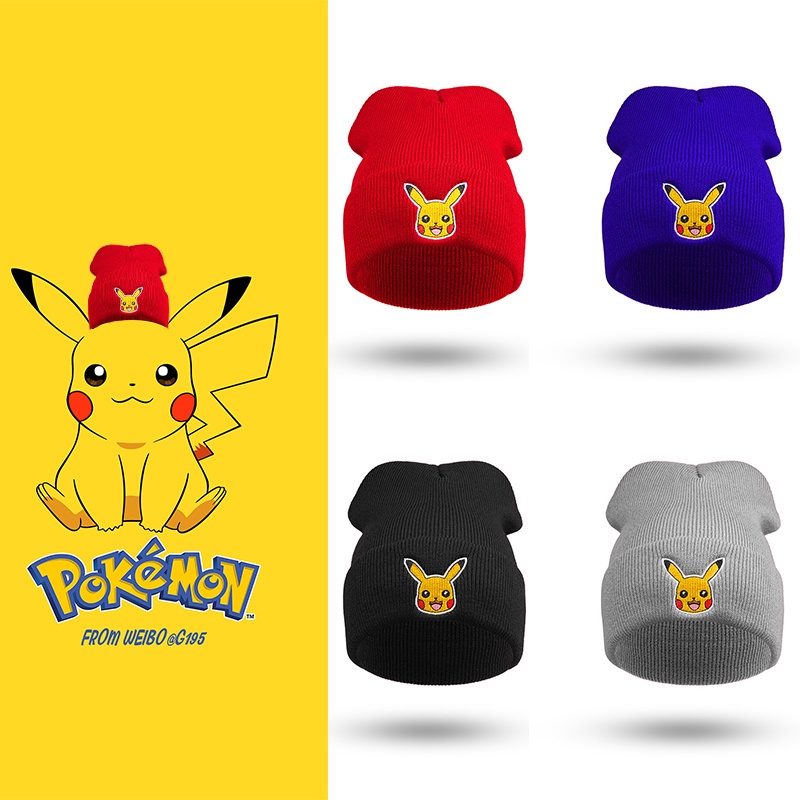 Mũ Len Hip Hop Thêu Hình Pokemon Go Thời Trang Thu Đông Cho Bé