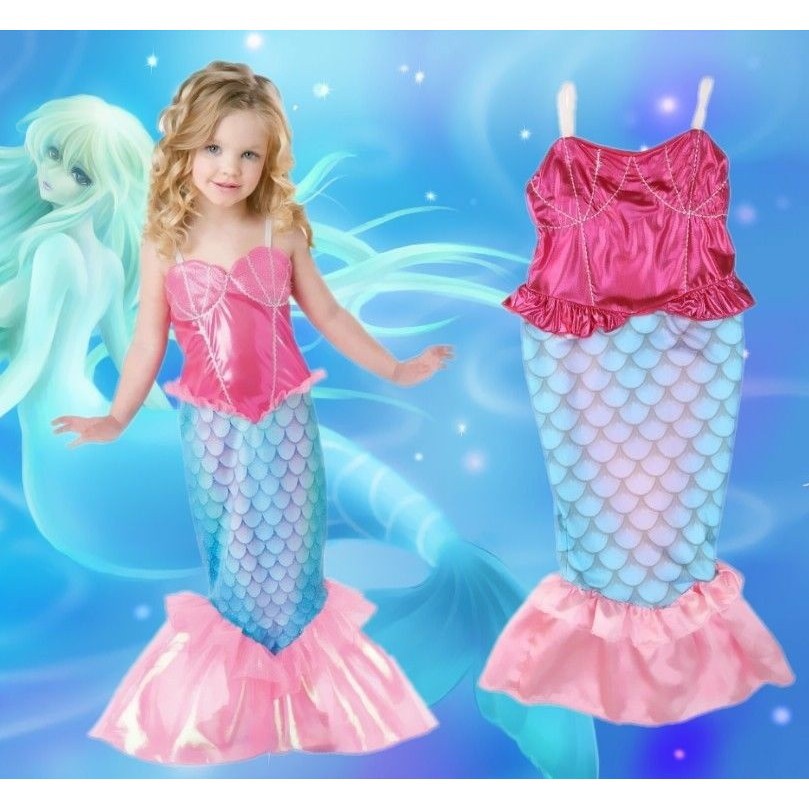 ღ♛ღFacny Girls Mermaid Tail Swimmable Bikini Set Swimwear Swimsuit Swimming Costume