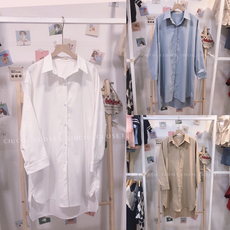 Đầm Sơ Mi Vạt Dáng Suông 3 Màu Chất Vải Đẹp Thoáng Mát Mặc Đi Chơi