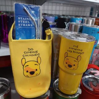 (SIÊU HOT) LY GIỮ NHIỆT GẤU POOH 900ML (TẶNG TÚI + 2 ỐNG HÚT INOX + 1 CỌ RỬA)