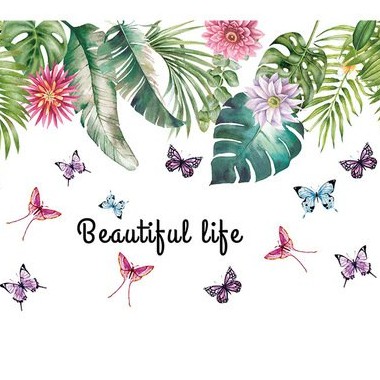 Tranh decal dán tường LÁ MUÔN MÀU BEAUTIFUL LIFE trang trí phòng khách - Decal dán tường