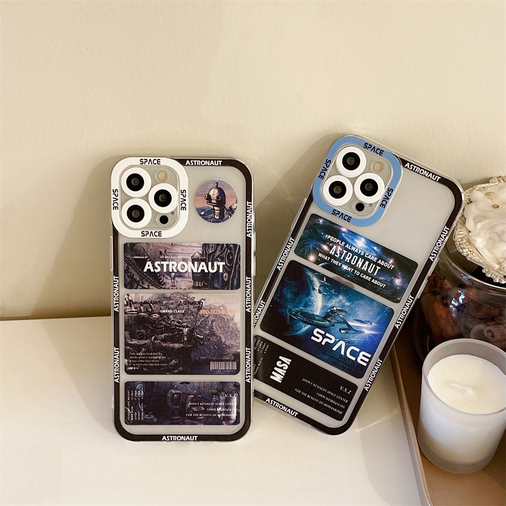 Ốp Điện Thoại Trong Suốt In Hình Tàu Không Gian Bảo Vệ camera Cho iphone 11 13 12 pro max Xs max XR 7 8 plus se2020