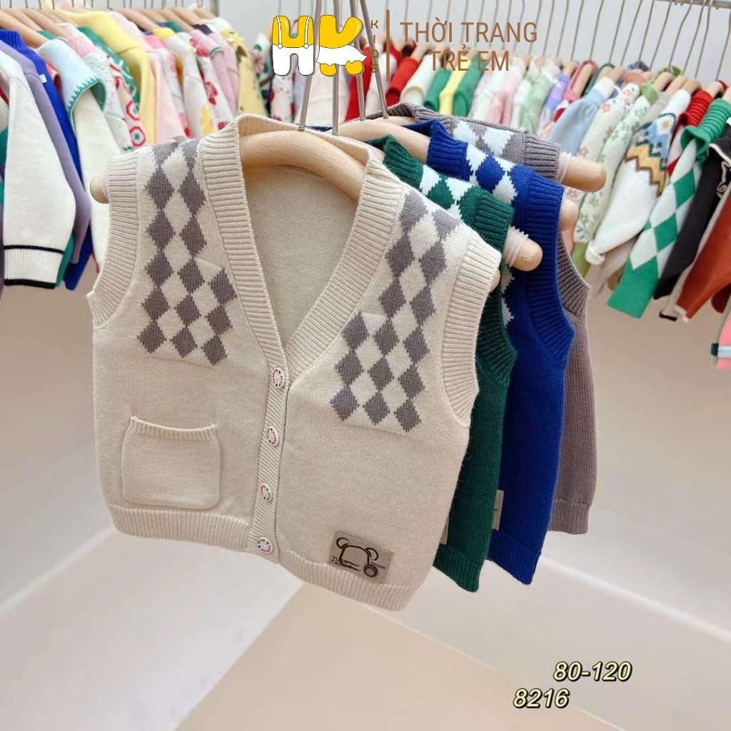 Áo Gile len cho bé HK KIDS, áo len gile cao cấp chất len mềm mịn đanh lì size cho bé từ 2 đến 6 tuổi