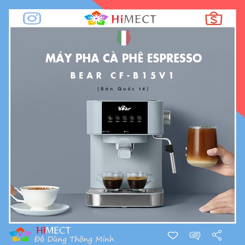 Máy Pha Cà Phê Espresso Mini Tự Động Tạo Bọt Sữa Cafe 6 Công Thức Khác Nhau Bear CF-B15V1- HiMect