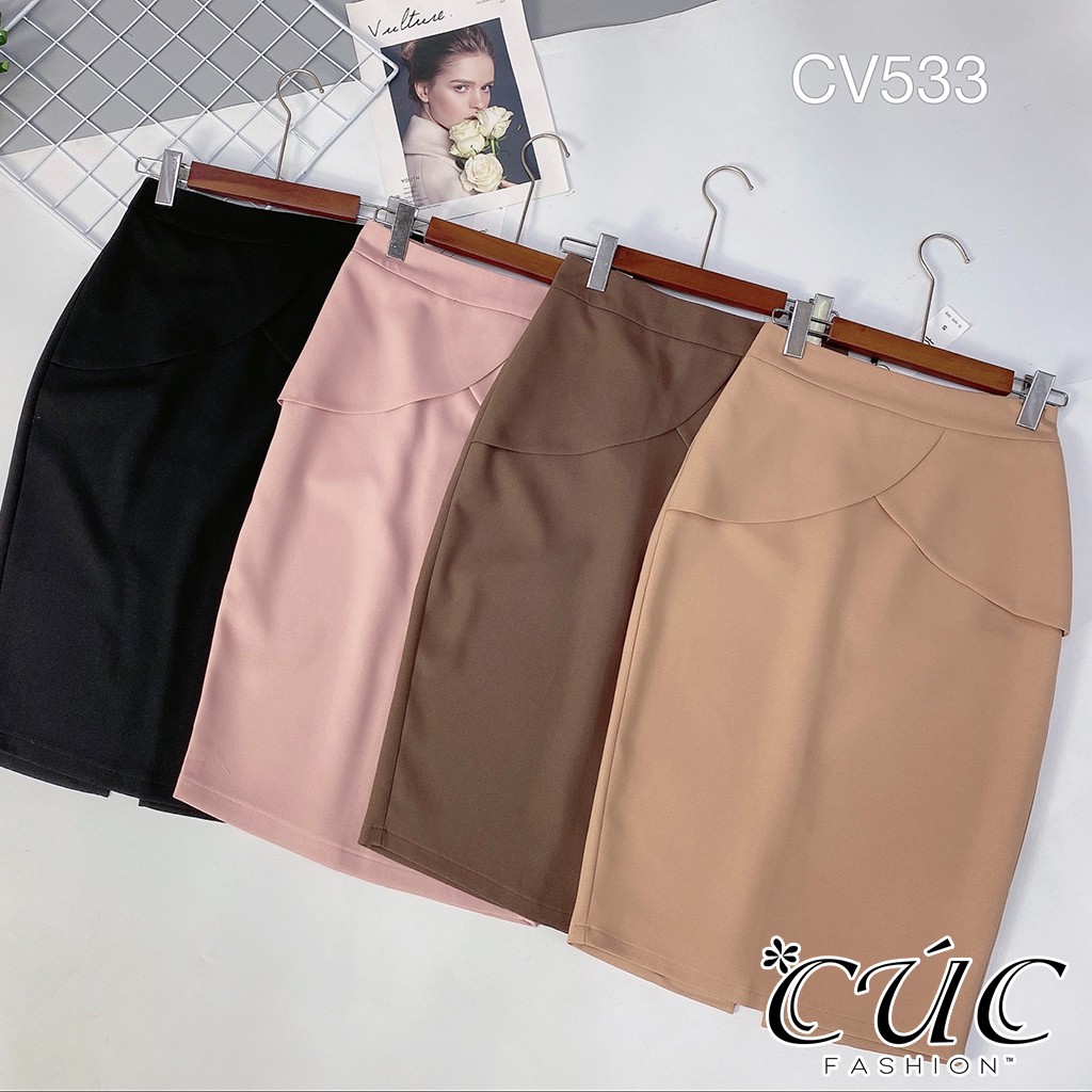 Chân váy nữ dáng dài cao cấp công sở from đẹp Cúc Fashion CV533 váy đầm bút chì bèo chéo bụng