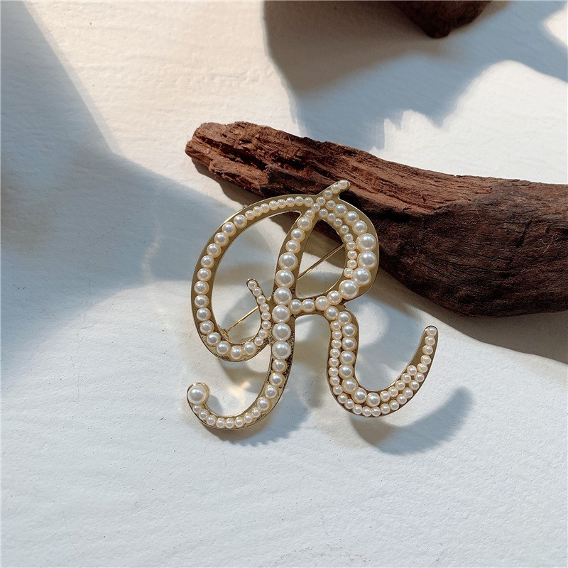 Ghim Cài Áo Hình Chữ Cái Đính Ngọc Trai Giả Thời Trang Cho Nữ