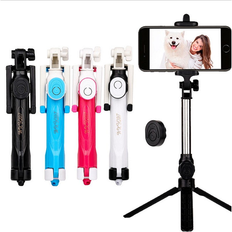 Gậy Tripod Selfie Stick Mini gậy chụp hình Selfie nhám có 3 chân tặng kèm nút điều khiển từ xa Bluetooth Chammart
