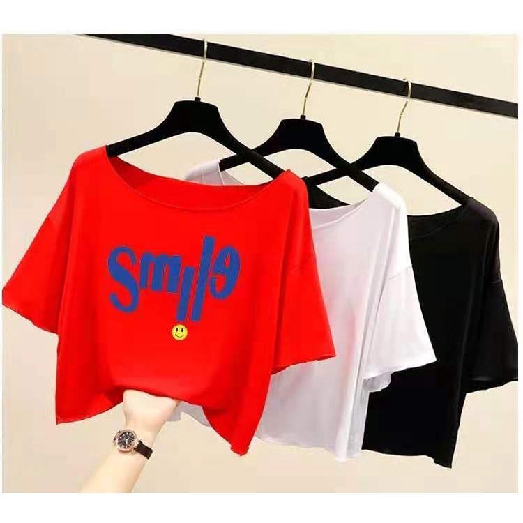 Áo Thun Crop Top Dáng Rộng Tay Ngắn In Chữ Size Lớn 40-150KG Cho Nữ C9193