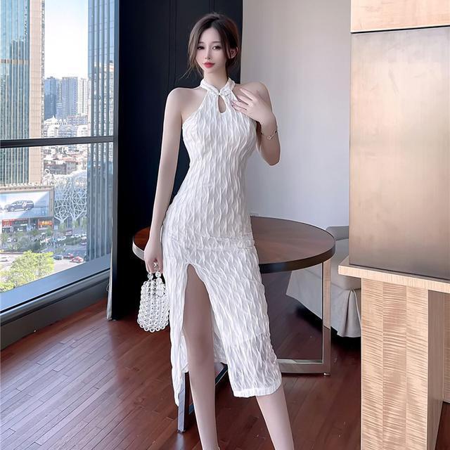 Đầm Sườn Xám Cách Tân Xẻ Tà Thời Trang Mùa Hè Cho Nữ