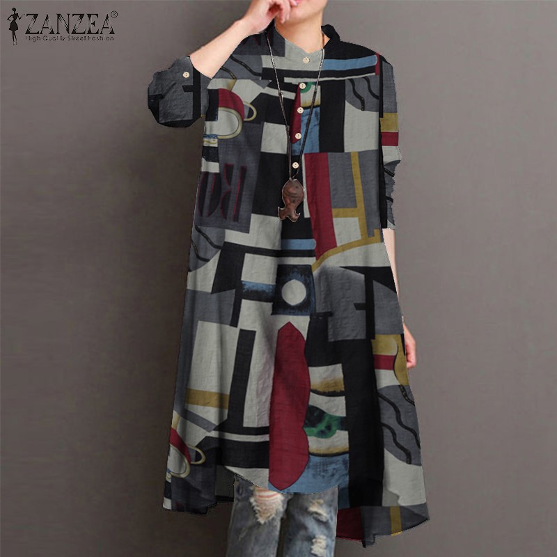 Áo Sơ Mi ZANZEA Dài Tay Thời Trang Vintage Cho Nữ