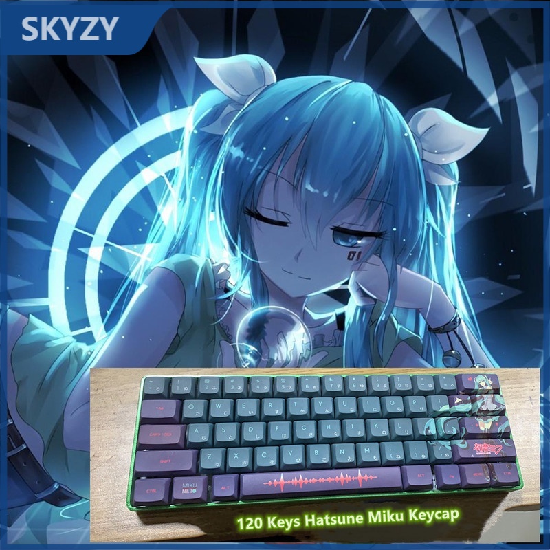 Hatsune Miku keycap XDA Hồ sơ Anime PBT năm mặt Dye thăng hoa bàn phím cơ học keycap cơ 120 phím