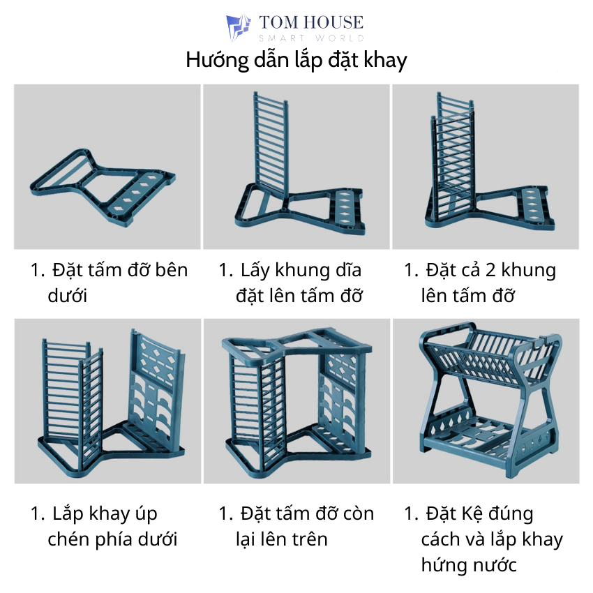 [Khung Inox] Kệ Úp Chén Dĩa 2 Tầng Ráo Nước Chắc Chắn Tiện Dụng Cho Nhà Bếp TomHouseVN