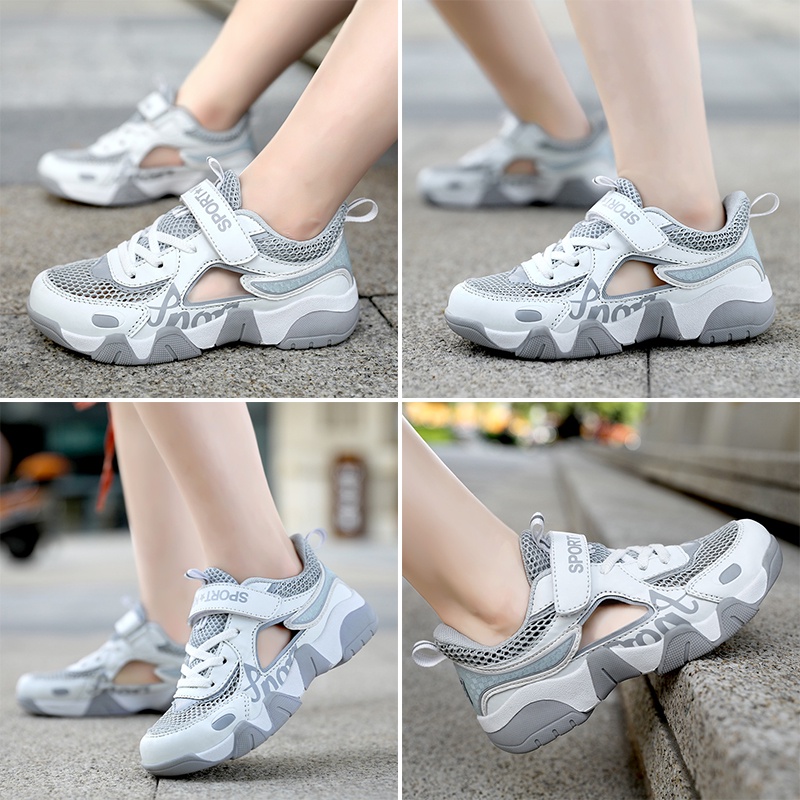 Giày Thể Thao Phối Lưới Thoáng Khí Chống Trượt Thời Trang Mùa Hè Cho Bé Trai Và Bé Gái Với 3 Màu Tùy Chọn 28-38