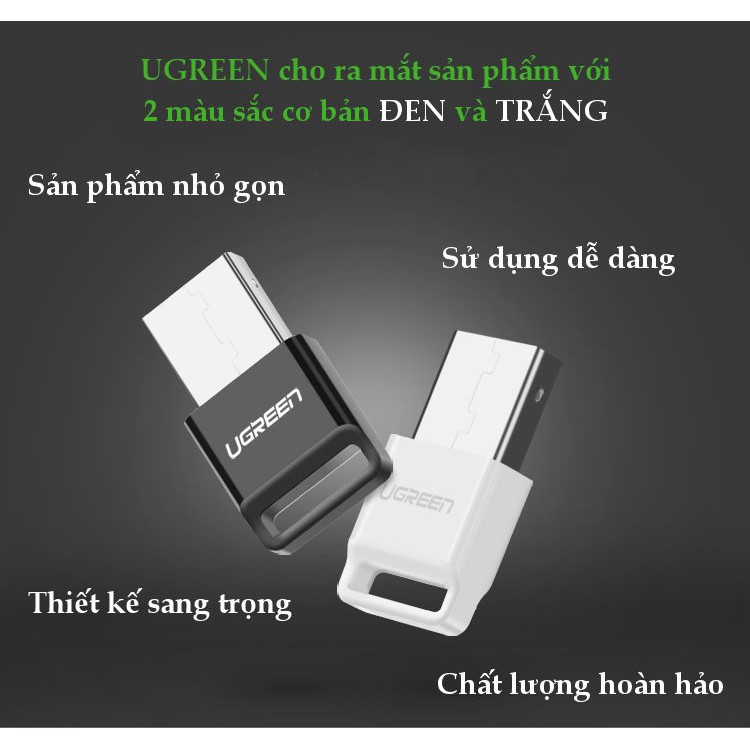 Thiết bị USB thu phát Bluetooth 4.0 UGREEN US192 cho máy tính, laptop - Hàng chính hãng UGREEN