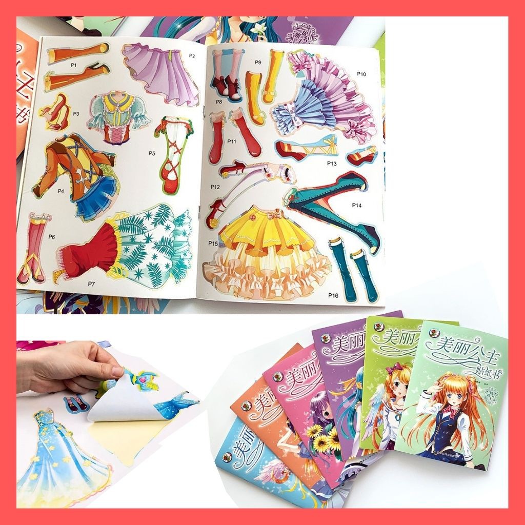 Bộ Đồ Chơi Nhãn Dán Sticker Thay Đồ Trang Phục Công Chúa Xinh Đẹp Lộng Lẫy, Đa Dạng Hình Dán Bắt Mắt Dễ Thương