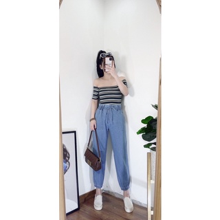 Quần joger jeans giấy cạp chun