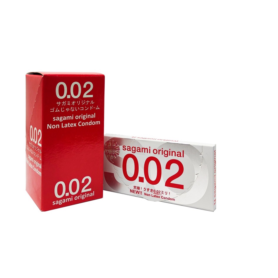 Bao Cao Su Sagami 002 Siêu Mỏng  Hộp 3c, Độ Mỏng 0.02mm