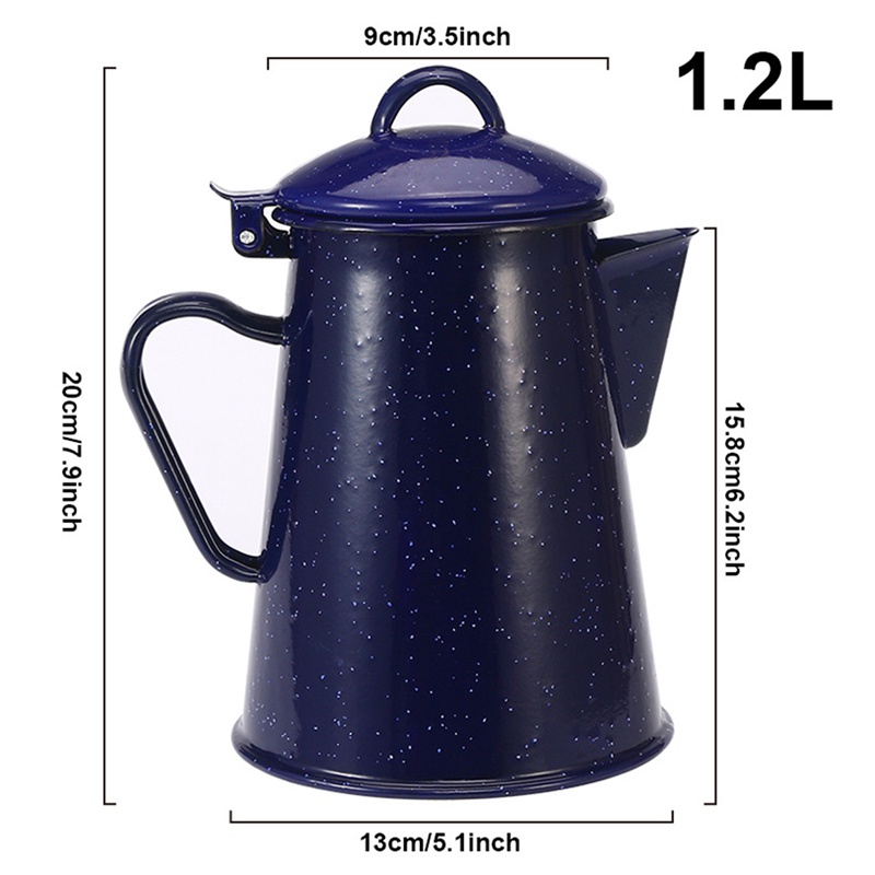 1.2L Enamel Coffee Pot Hand Tea Water Kettle Teapot Vintage