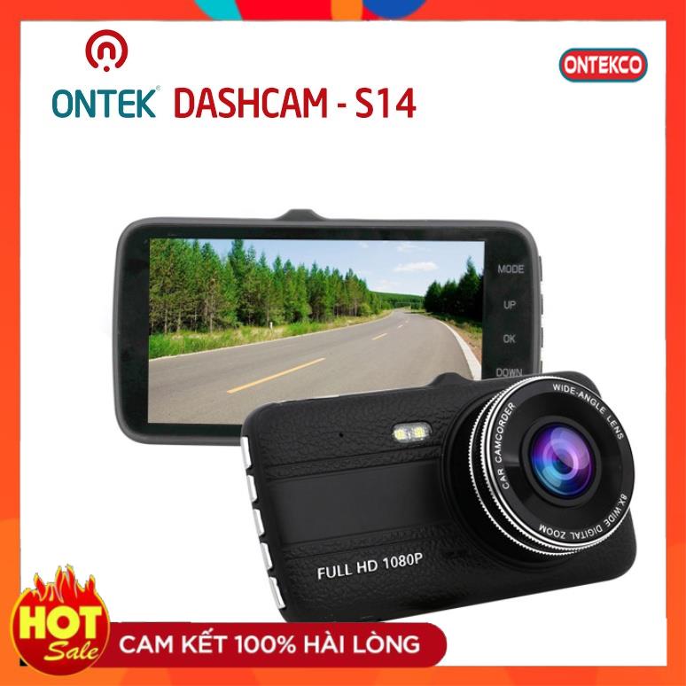 Camera hành trình chính hãng ONTEK S14 đen - 2 mắt camera ghi hình trước sau 1080P