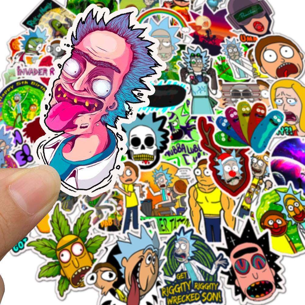 Bộ 50 Miếng Dán Trang Trí Hình Hoạt Hình Rick Và Morty Độc Đáo