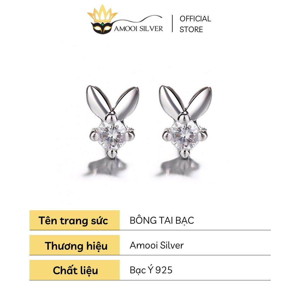 Bông tai bạc S925 đôi thỏ nhí - Amooi Silver AB168