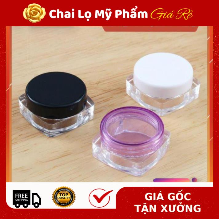 Hủ Đựng Kem ❤ RẺ VÔ ĐỊCH ❤ Hũ nhựa vuông 3g chiết kem , Hũ mỹ phẩm , phụ kiện du lịch