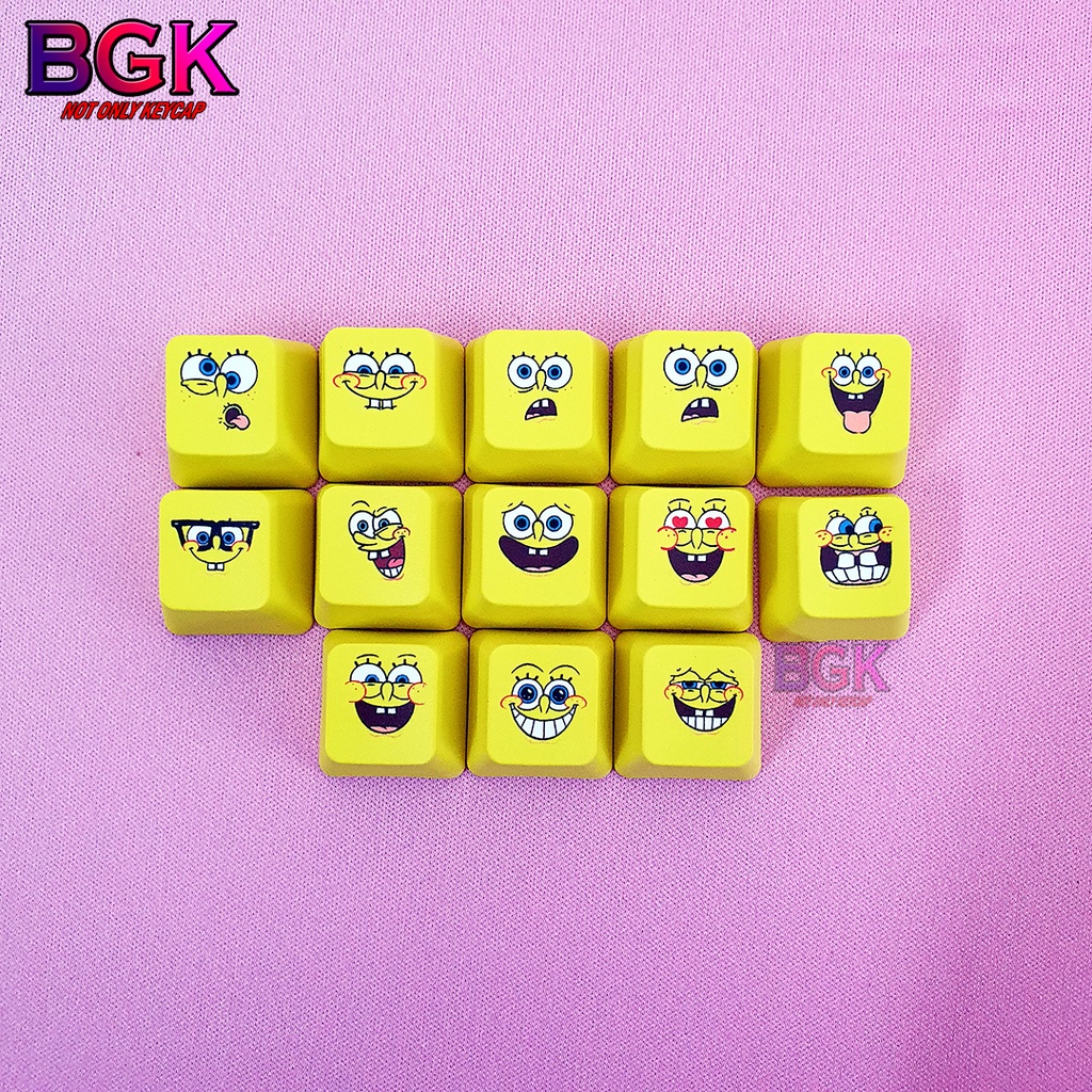 Bộ Keycap 13 Nút Cảm Xúc Của Spongebob Chất Liệu PBT In Dye Sub 5 Mặt