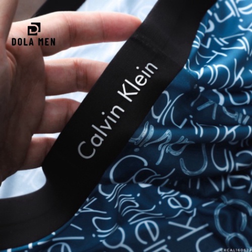 Hộp Pack 3 Quần Lót Boxer Nam Cao Cấp Vải Lụa Mát Họa Tiết Ck Có Big Size Dolamen