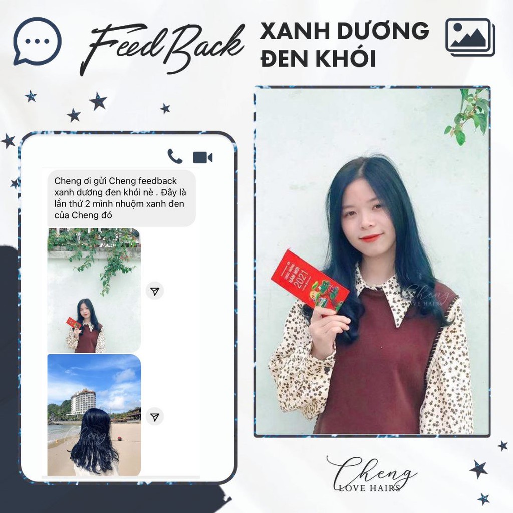 Thuốc nhuộm tóc XANH DƯƠNG ĐEN KHÓI, Xanh Đen Khói không tẩy tặng oxi trợ nhuộm | Chenglovehair, Chenglovehairs