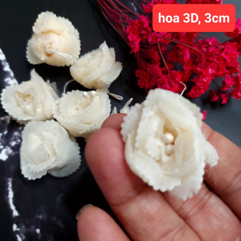 Hoa vải trang trí thủ công , size 2.7cm  đến 7cm