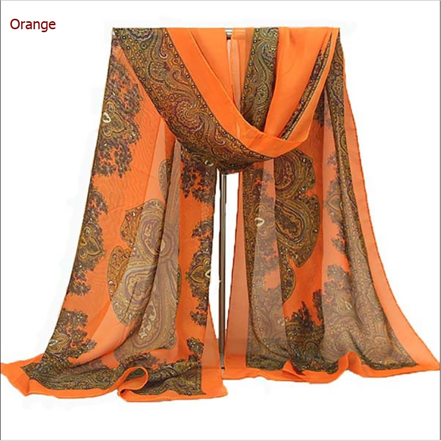 Khăn choàng vải mỏng có in họa tiết trang nhã nhiều màu sắc sang trọng cho nữ