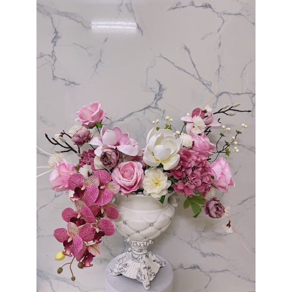 Bình hoa lụa cao cấp trang trí phòng khách siêu sang