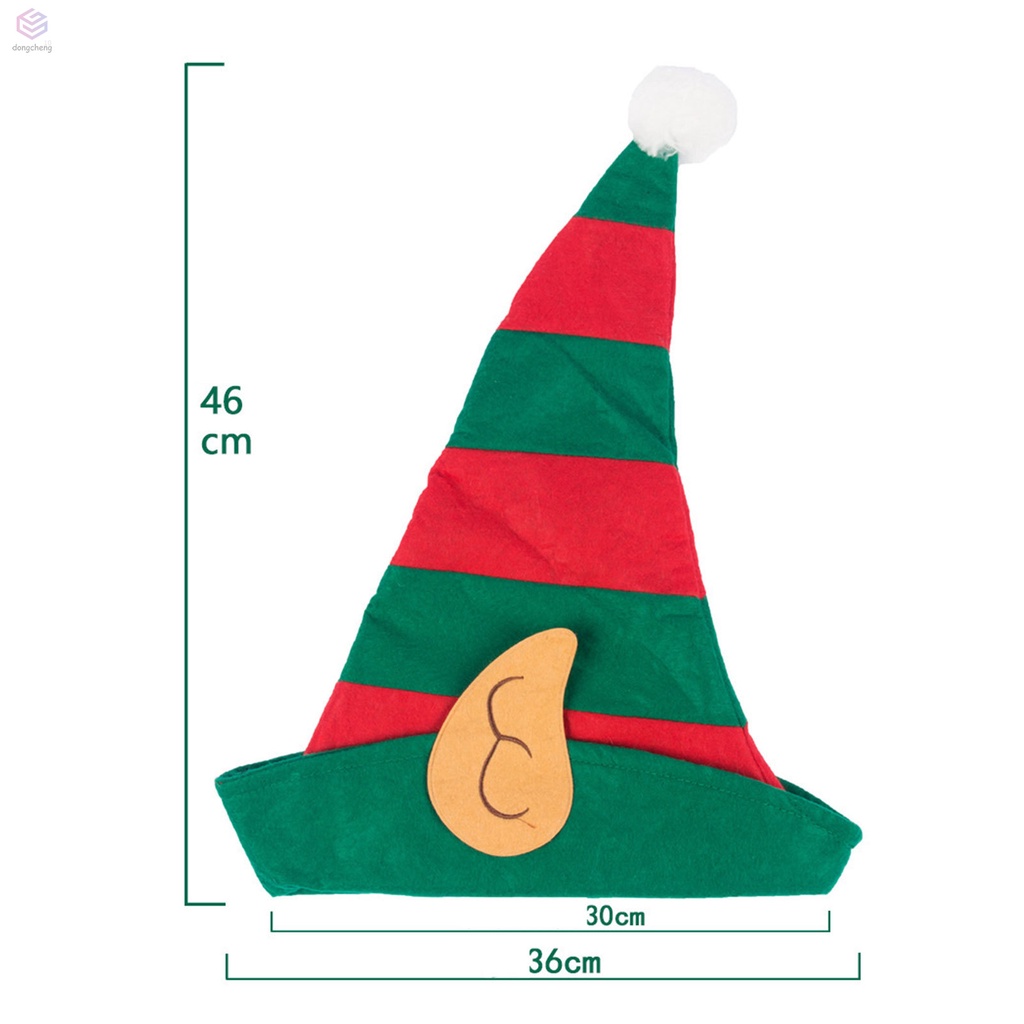 Nón Giáng Sinh Tai Yêu Tinh Màu Đỏ Và Xanh Lá Sọc Đỏ Tươi Sáng Trang Trí Tiệc Giáng Sinh